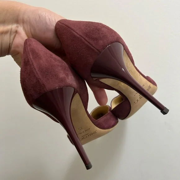 Jimmy Choo *Barely Worn* Burgundy Suede Addison D'Orsay Pumps - Picture 4 of 10